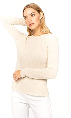 Marine Cashmere - Ren Cashmere rund hals för kvinnor, Delikat och mjukt garn 100% Cashmere, Tillverkad i Italien, Inkluderar presentförpackning