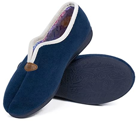 N/S CoboFamily Zapatillas de Casa Mujer Invierno Cómodas, Zapatos Suapel Tacón Cuña y Punta Cerrada Multicolor, Suela Caucho Talla 35-41 HECHO EN ESPAÑA (40, Marino)