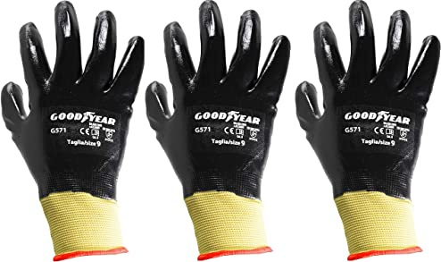 Goodyear Nitrilhandschuhe Modell G571 Größe Schwarz Gelb Arbeit (3, 9)