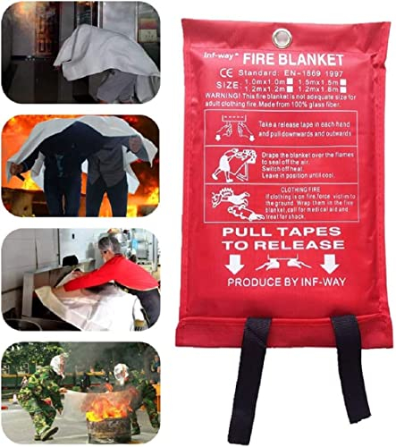 oumuik Couverture Anti Feu - 1 x 1 m - Couverture Anti Feu Fire Blanket pour Feu de Graisse dans la Cuisine