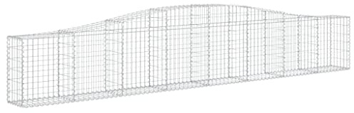 'vidaXL Arched Gabion Baskets 7-Pack - 400x30x60/80 cm, Galvanised Iron Material, Suitable for Outdoor Use, Corrosion-Resistant, Included Gabion Hooks for Stable Setup, Decorative Garden Barrier