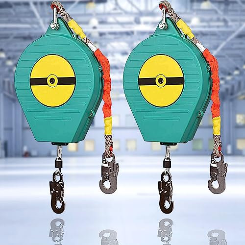 2 pc Dispositif Antichute a Rappel Automatique 3m-20m, Harnais Securite Anti-Chute Rétractable, Corde de Sécurité pour Toiture, D'échafaudage et Travaux en Hauteur, Charge:150kg(Size:5m)
