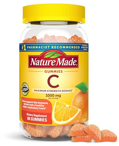 Nature Made Maximum Strength Dosage Vitamin C 1000mg per Serving, Immune Support Vitamin C Gummies for Adults, 80 Gummies, 20 Day Supply