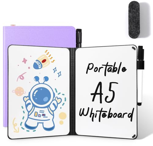 AGM A5 Portatile Lavagna Cancellabile, bifacciale scrivibile, con Pennarello, Scrive Senza Intoppi per Studio, Bozza, Appunti, Nessuna magnetiche
