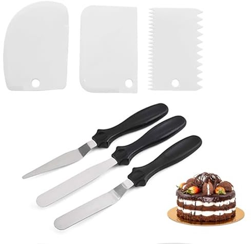 Cake Scraper, Spreading Palette Set, Stainless Steel Angled Palette, 6 Pieces, Cake Spatula, Icing Smoother Cake Spatula Set, Cake Scraper, Glue Spatula, Angle Pallet Knife, Angle Palette