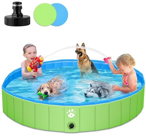 YIKANWEN Piscine Chien Pliable, Piscine pour Chien 160x30cm en PVC, Piscine Enfant Stable et Antidérapant, Piscine Portable pour Grand Chien et Animaux de Compagnie, Taille XXL, Verte