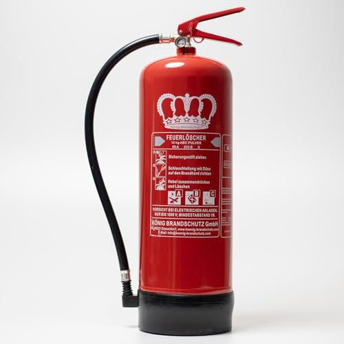 König 12 kg Pulverlöscher ABC Dauerdruck 15 LE DIN EN3 inkl. 1 x Wandhalter und 1 x Instandhaltungsnachweis Gültigkeit 2 Jahre