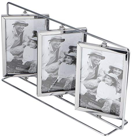Cyrank Cornici Girevoli in Metallo, Cornici Triple Collage Cornici Per Foto Retrò in Acciaio Inossidabile Cornice Per Foto Vintage Cornice Per Regali Aziendali