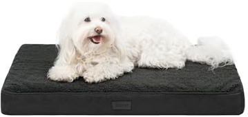 lionto Cama ortopédica para Perros, 76x51x8 cm, Resistente Cojín para Perros con Suave Felpa, Funda Lavable, Antideslizante, Impermeable, para Perros pequeños y Grandes y Gatos, Negro