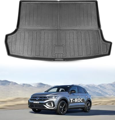 LANGBEAN Övre Mattor för Bagagelucka för VW T-ROC 2025 2024 2023 2022 2021 2020 2019 2018, TPE Bagagerumsmattor Bak T-ROC Original med Hög Kant, Halkfria och Vattentäta Tillbehör