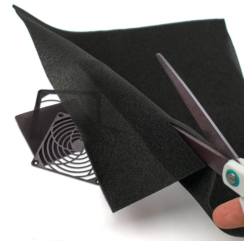 EVG Dammsäkert skumfilter för PC, 2 ark, 25 x 25 cm (625 cm ^), 3 mm, utdragbart, tvättbart återanvändbart, dammfilter för datorfläkt, strömförsörjning och projektor