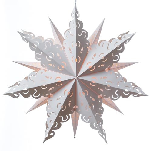 MARELIDA Papierstern Crystal - hängend - D: 62cm - inkl. E14 Fassung und Kabel - weiß (Crystal 62cm)