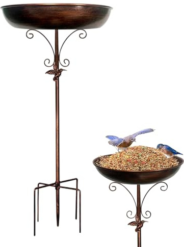 Bain d'oiseaux pour jardin autonome | Baignoire pour oiseaux sauvages | Bol de bain pour oiseaux | Mangeoire à oiseaux de jardin | Décoration en métal pour cour, patio, terrasse, jardin, balcon