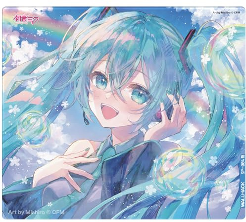 Wallhack x Hatsune Miku 49 x 43cm Glass Gaming Mouse Pad, Collaboration Edition SP-004 | Summer Miku Design | Professional Speed ​​Surface (Tempered Glass) | Large