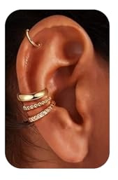 4 Pezzi Ear Cuff Orecchini Senza Buco Donna, Regolabile Orecchini Clip Non Piercing Earcuff Placcate Oro 14k, Set Finti Ear Cuff a Clip Per Donna Ragazze, Ipoallergenici Earcuff