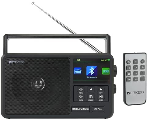 Retekess TR640 Radio Internet,Radio Portatile Digitale Dab,Radio Digitale FM,Connessione Senza Fili,Antenna Esterna,Con telecomando,Adatto per gli Appassionati di Radios