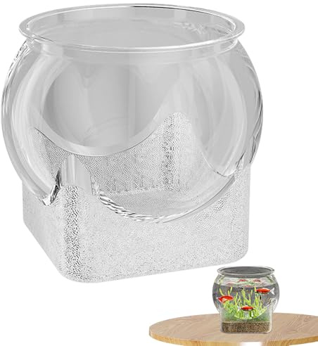 Rund fiskburk | Klart transparent akvarium | blommig behållare för sovrum badrum kontor avkoppling | elegant heminredning