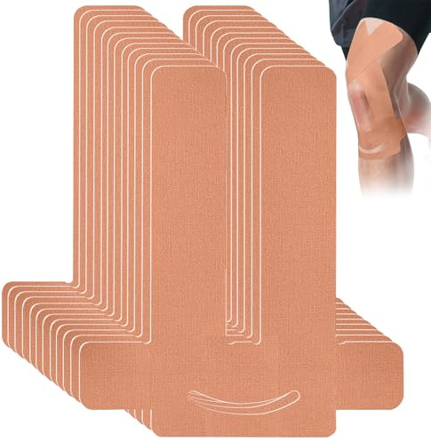 EOPUOZS 12 stycken PreCut kinesiotejp knän, kinesiologitejp sport, elastisk sporttejp av bomull för muskler och leder, fysiotejp för knäsmärta (hudfärg)
