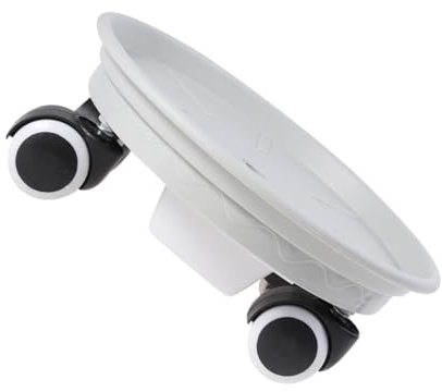 SHINEOFI Support à Roulettes pour Pot de Fleurs Rond avec Bac de Récupération Eau Base Mobile pour Plantes Lourdes Rehausseur Pratique Intérieur et Extérieur Style Nordique Gris