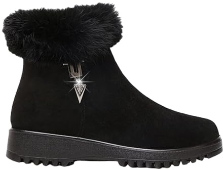 Generisch Botas de invierno para mujer, botas de nieve cálidas, suela gruesa, caña corta, aumento de altura, botas de mujer, mullidas, antideslizantes, para exteriores, protección contra el frío