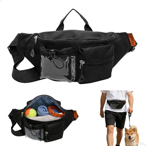runyuanshuo godbitsväska för hundar, magväska, promenadväska hund, hund godbitsväska foderpåse hund av nylon, lätt hundtillbehör att bära över axeln