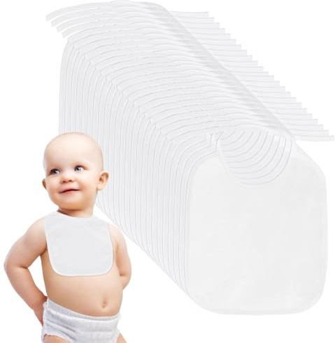 Haklappar för målning, 24 stycken, vita haklappar för målning | bomull, vattentäta vita haklappar, present till babyshower, för flickor/pojkar