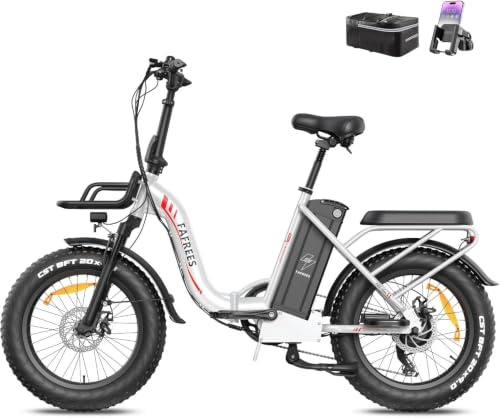 Fafrees Bicicletta Elettrica F20 Max, Fatbike da 20 * 4,0 pollici, Batteria da 48 V 30 A, Cestino Anteriore, 7 Velocità, Mountain Bike Elettrica per Adulti, Autonomia 150 km, Bianco