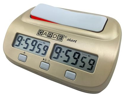 GARDE Start - Digitale Schachuhr mit 1 Bedenkzeitperiode und wahlweise kein, Fischer oder Bronstein Inkrement