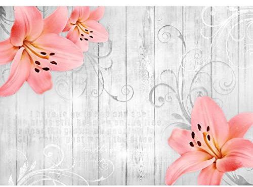 Runa Art Papier peint intissé 396 x 280 cm Floral Lily bois | Toison Décoration Murale Salon Chambre á Coucherr | Fabrication Allemande | noir rouge 9317012c