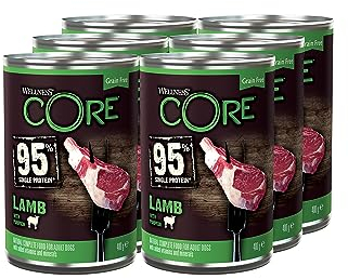 Wellness CORE 95 % Lamm & Kürbis, Hundefutter nass, Pastete, 6 x 400 g, ohne Zuckerzusatz, getreidefrei, mit hohem Fleischanteil und ausgewählten Zutaten