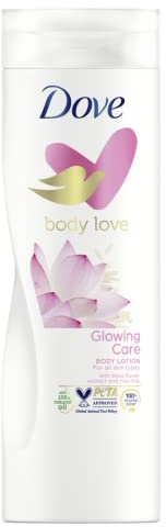 Dove, Crema Corpo Glowing, Crema Corpo Idratante per Tutti i Tipi di Pelle, con Latte di Riso e Profumo Floreale, Pelle Morbida e Luminosa, Dermatologicamente Testata, 400ml