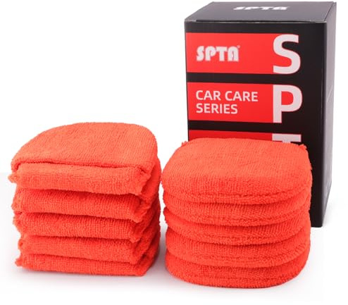 Microfiber applicator pad, Microfiber Sponge, SPTA 10Pcs Ultra-Soft Microfiber Wax Applicator Pads, Cleaning Pads with Finger Pocket Wax Applicator for Applying Wax, Sealants