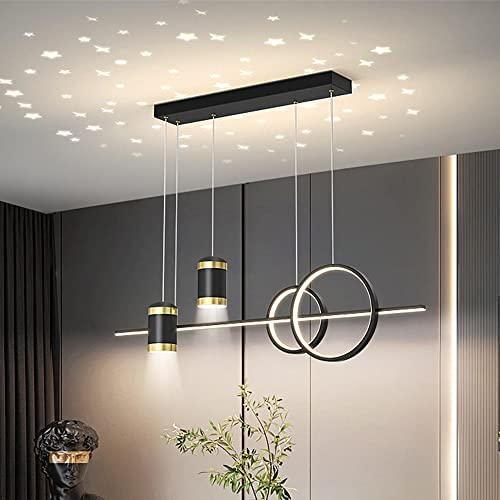 Dimmable Pendant Light LED Ceiling Chandeliers Dining Room Table Hanging Lamp Black with Remote Control 100cm 60W Creative Starry Sky Pendant Lamp LED Hanging Light for Home Bedroom Office Study room