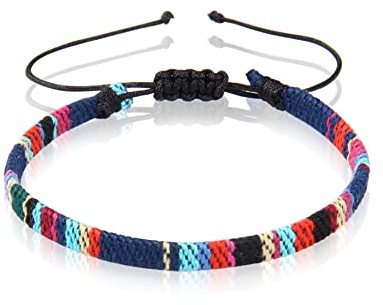 GD GOOD.designs Cavigliera Etnica Impermeabile da Surfista in Tessuto Colorato | Boho Regolabile | Accessori da Festival per Donne e Uomini