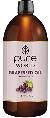 Pure World Natural Grapeseed Oil 00% Pure and Undiluted.1000ml Premium Italian Quality Grapeseed Oil – Aromatherapy, Skin, Nails, Body and Face, Food Grade