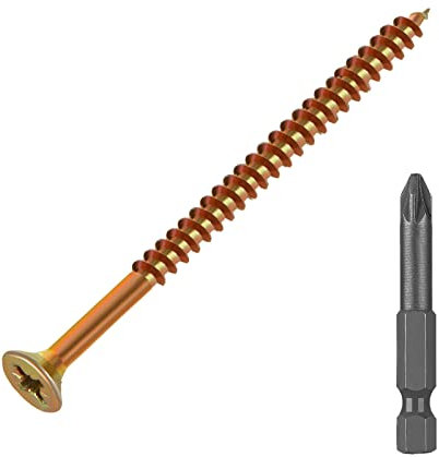 ASelected 200pcs(1KG) wood screws M5 (5mm X 80mm) Gold For Wood Chipboard,Home DIY Constructing Repair