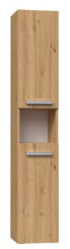 CDF Mueble de Baño Columna Alta con Cesto para Ropa Sucia Integrado Puertas Cortas y Estantes Salvaspazio para Lavandería 31 x 30 x 174 cm - Roble Artisan