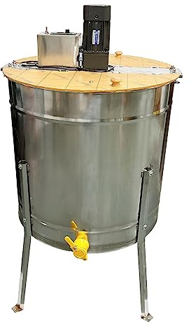YJSG Honey Extractor Electric 6 Frame, 304 Stainless Steel Honey Centrifuge Extractor, with Stainless Steel Bracket and Acrylic Transparent Lid, for Apiaries and Family Use,6 Frame