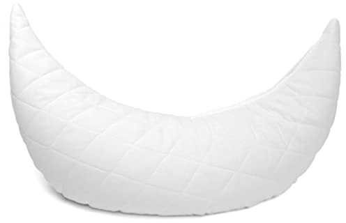 Giraffenland Cuscino a forma di luna - Cuscino con miglio bio - Mezzaluna ca. 50cm con bucce di miglio bio - Tessuto trapuntato bianco, con fodera interiore supplementare