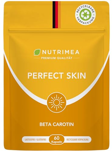 Bräunungskapseln mit Beta Carotin – Perfect Skin mit Vitamin A & E – Für eine natürliche Sommerbräune – 100% Vegan – Nutrimea