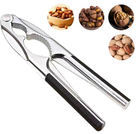 Nutcrackers, Stainless Steel Heavy Duty Nut Crackers Walnut Plier Opener Tool for Nuts/Shell/Seafood/Walnut/Hazelnut/Almonds/Pecan, with Non-Slip Handle