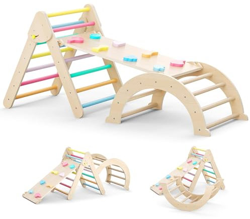 CUPCHID 7 in 1 Set da Arrampicata per Bambini,Giocattoli da Arrampicata a Triangolo con Triangolo Arco e Salita,Struttura da Arrampicata Stabile per Bambini e Triangolo da Arrampicata da 1 a 3 Anni