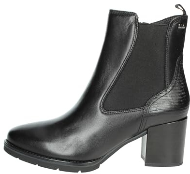 Valleverde 17200 Stivaletti Casual Donna Pelle Nero Tacco Grosso 7Cm Suola Gomma Gambale Caviglia