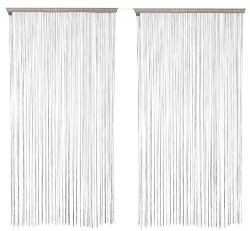 Toilinux.com Lot de 2 Rideaux Fils décoratifs - 90 x 200 cm - Beige