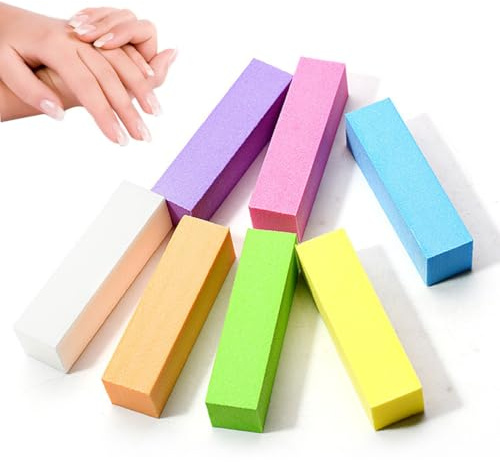 UEAVOID 7 Piezas Bloques Pulidores de Uñas con 4 Superficies de Lima y Pulido para Manicura, Pedicura y Modelado de Uñas, Salones de Uñas, Nail Art en Casa (multicolor)
