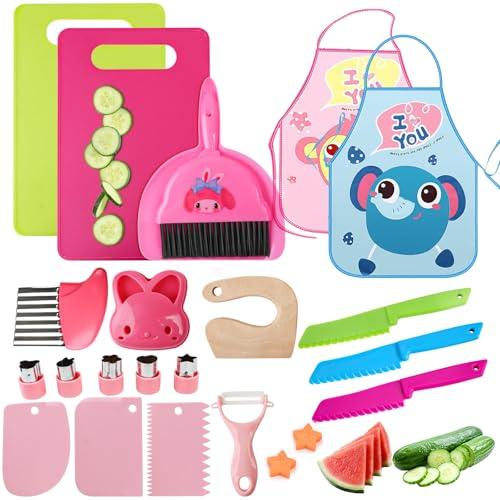 TPVUPC 21 Pezzi Coltelli da Cucina per Bambini, Montessori Coltello, Cucina Giocattolo Per Bambini, Coltello Montessori Pelapatate per Tagliare e Cucinare Frutta o Verdura