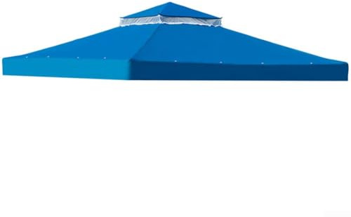 Yuanpgky Auvent de tonnelle à double niveau 300 x 300 cm avec maille d'aération pour abri de barbecue extérieur, en polyester résistant aux intempéries (bleu)