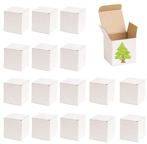 25 Pack White Kraft Corrugated Cardboard Boxes Bulk, 10x10x10 cm Small Gift Boxes for Mugs, Wrapping Glassware and Small Gifts
