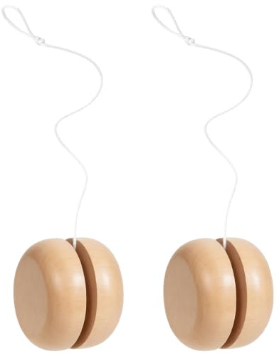 NAUZE 2 PCS Wooden YoYo Balls Set DIY Hand Painting Toys Educational String Plaything Wooden Loop YoYo for Party Games Beginner Gifts