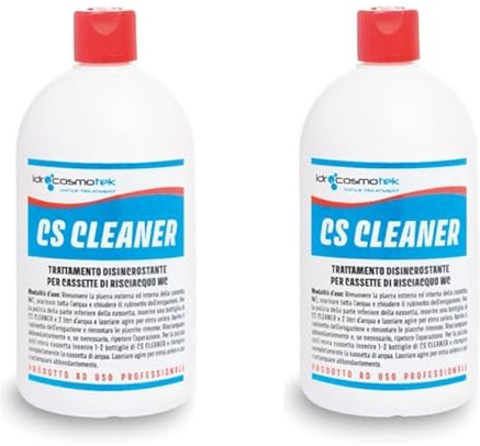 CS CLEANER 2xLT. 1 DISINCROSTANTE PER CASSETTE WC è un liquido professionale per la pulizia delle cassette WC. Serve a eliminare rapidamente calcare e ruggine.